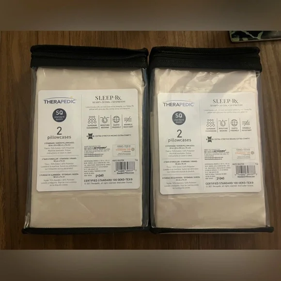 Therapedic Sleep-Rx Square Pillowcases Set in Cream - 2 Pack - Picture 3 of 3